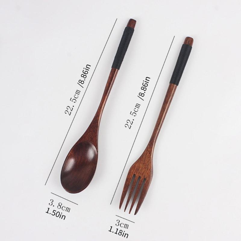 652F Natürliches Finish Holzbesteck-Set Mit Verlängertem Griff Design Für Suppen Nudelgerichte Gerichte