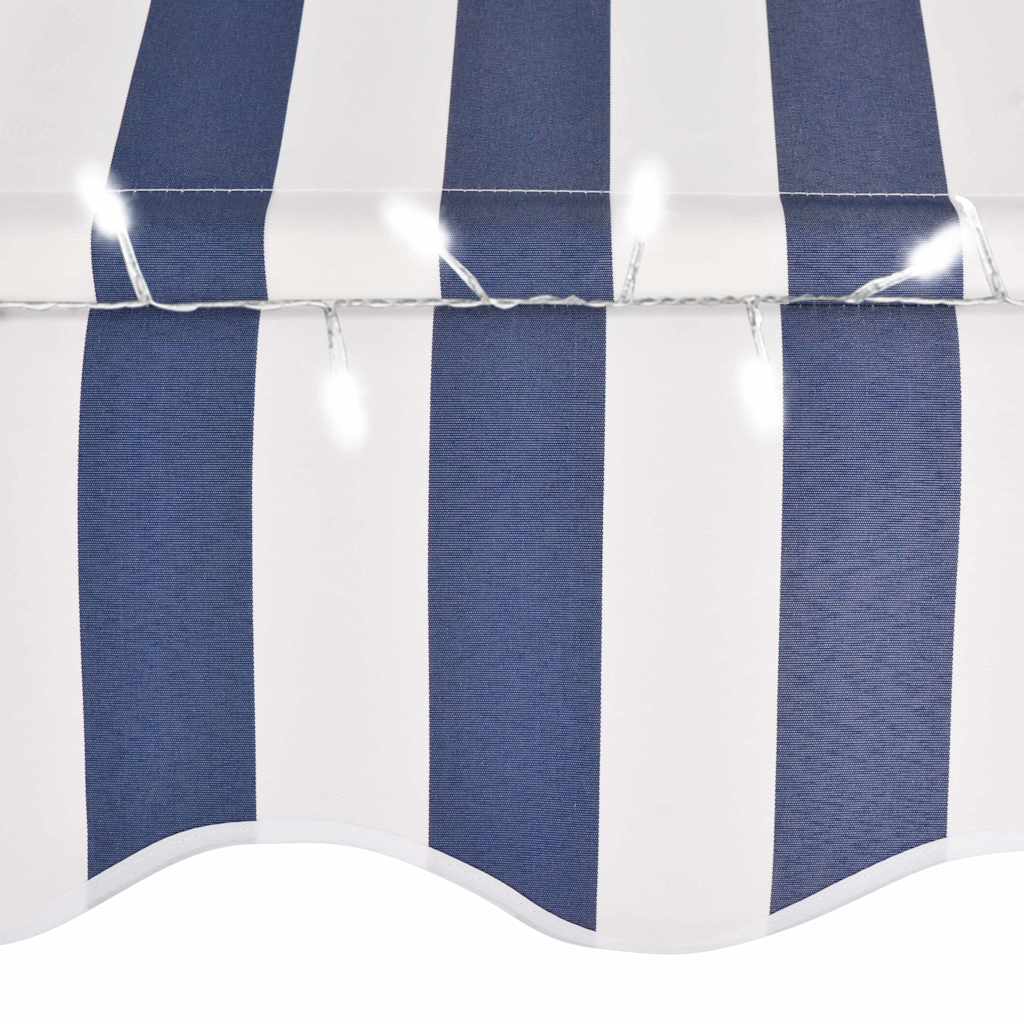 Vidaxl Hand-Crank Awning with LED, 100 Cm, Blue-White