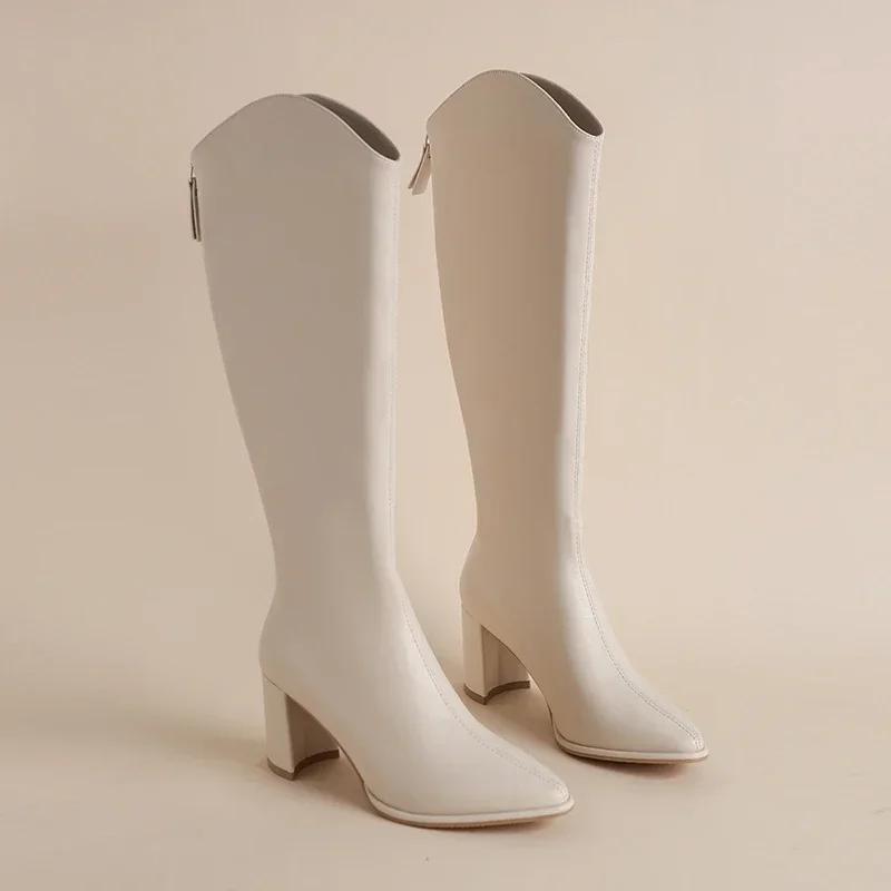 Fashion Long Tube Boots for Women 2025 New European and American Style High-heeled Back High Tube Plus Size Knight Boots for Women