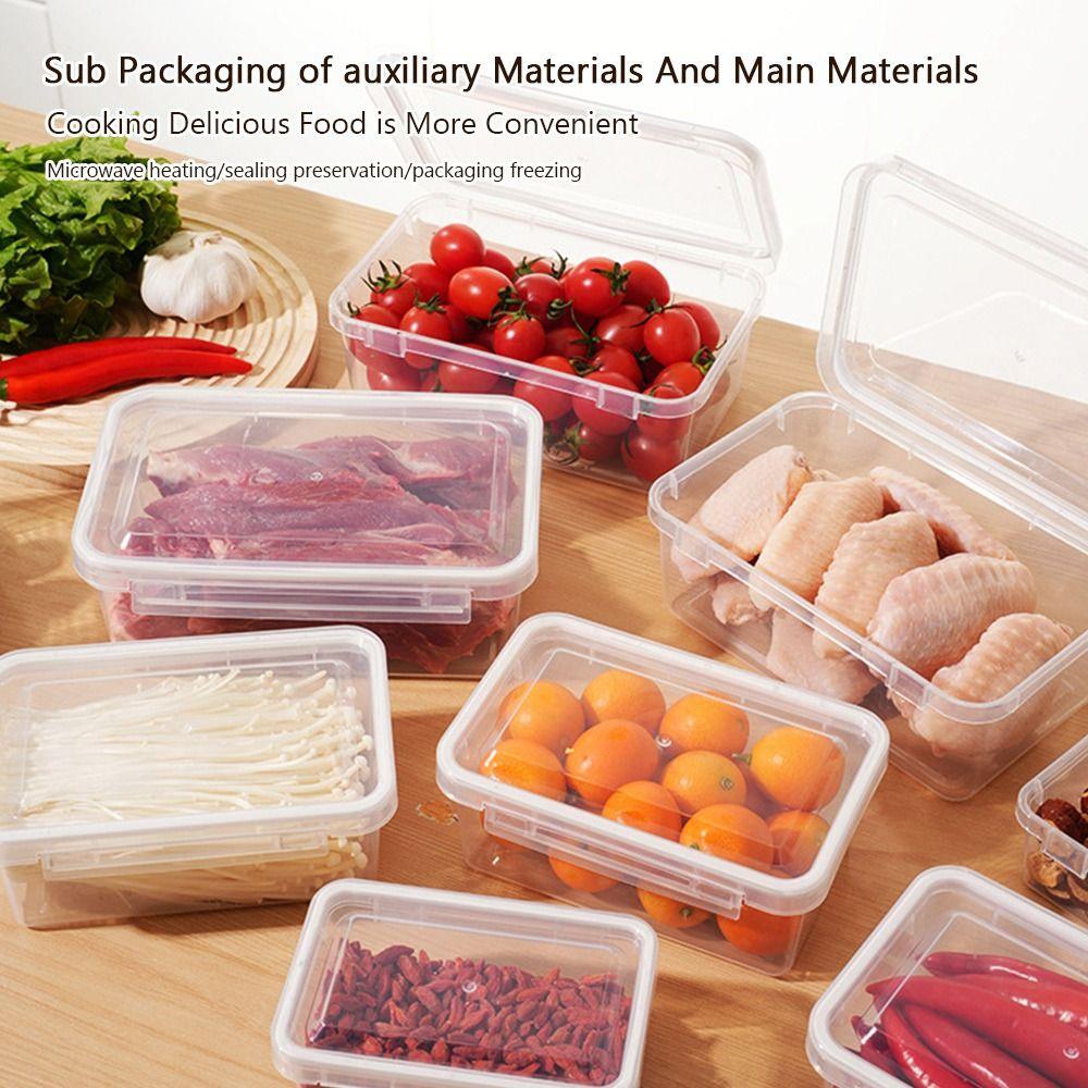 New Rectangular Storage Box with Lid Plastic Food Containers Sealed Refrigerator Storage Boxes Kitchen Organization
