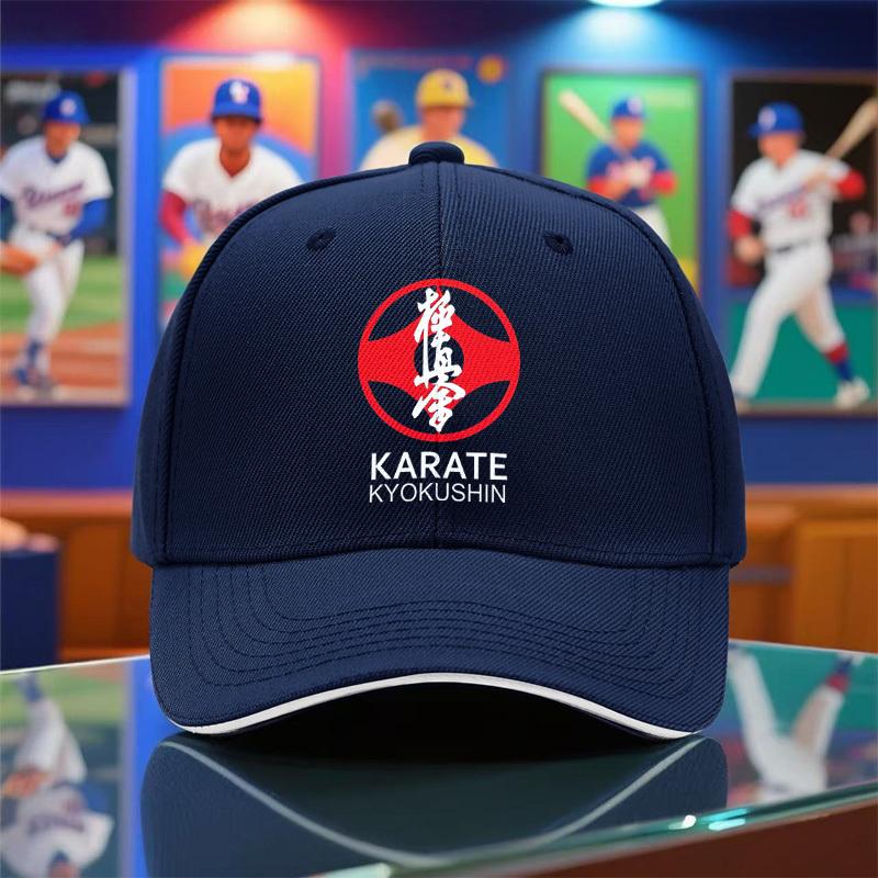 1 Stück Schwarz mit Rot Weißem Design Karate Kyokushin Logo Baseballkappe Leicht Angemessen für Jede Jahreszeit