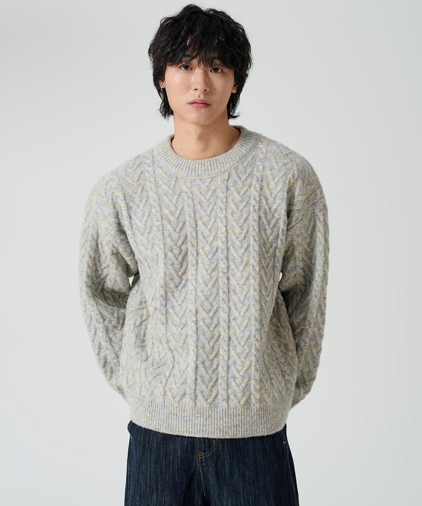 Ousa Heathered Cable Round Knit 3 Colors