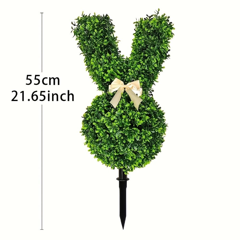 21.6-Inch Plastic Rabbit-Shaped Green Trimming for Potted Faux Easter Rabbit Plants, Artificial Boxwood Shrubs, and Faux Cedar Pots with Ground Stakes