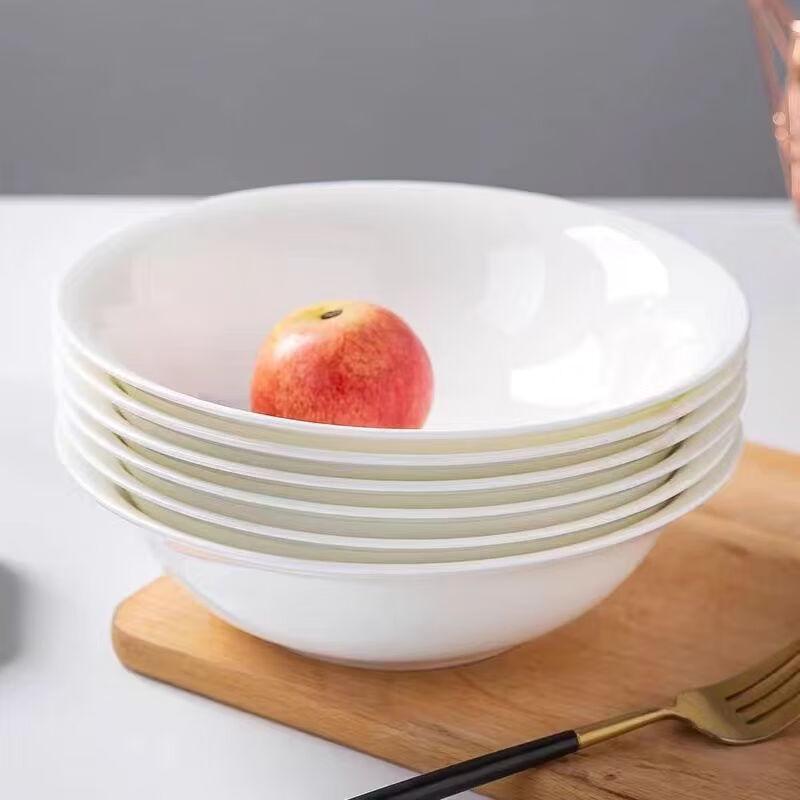Yujia Pure White Ceramic Soup & Noodle Bowls