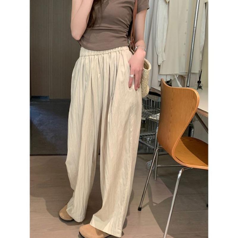 Spring and Summer New High Waist Drape Straight Casual Pants Wide Leg Trousers