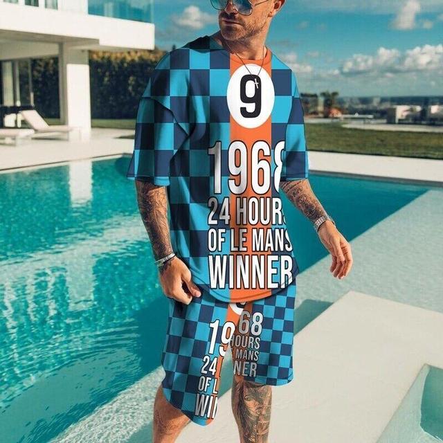 Letní novinka 3D pánská sada triček s celotělovým potiskem Ležérní móda Luxusní styl Kompletní sada oblečení Street Wear Šortky se stahovací šňůrkou