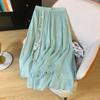 A Stylish and Retro Mid-length Embroidered Skirt with A Flexible Waist and A Double-layered Flowing Skirt