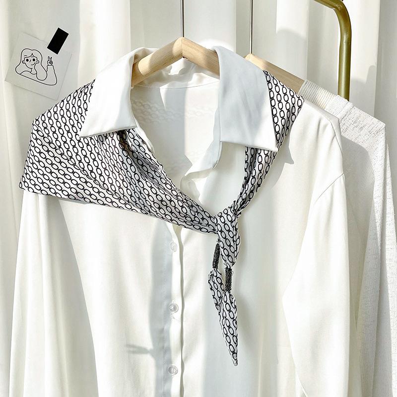 Versatile Simulated Silk Scarf Japanese Student Female Scarf Small Shawl Cute Triangle Scarf Thin