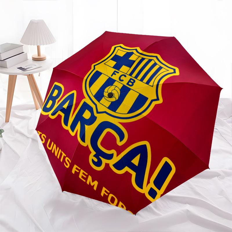 FC Barcelona Pattern, Automatic Folding Umbrella, Portable and Foldable Design, 8 Ribs, a Christmas or Birthday Gift.