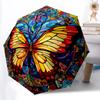 1PC Butterfly Stained Art Automatic Open/close, All-Season Portable Folding Umbrella for Women & Men Yy250919202