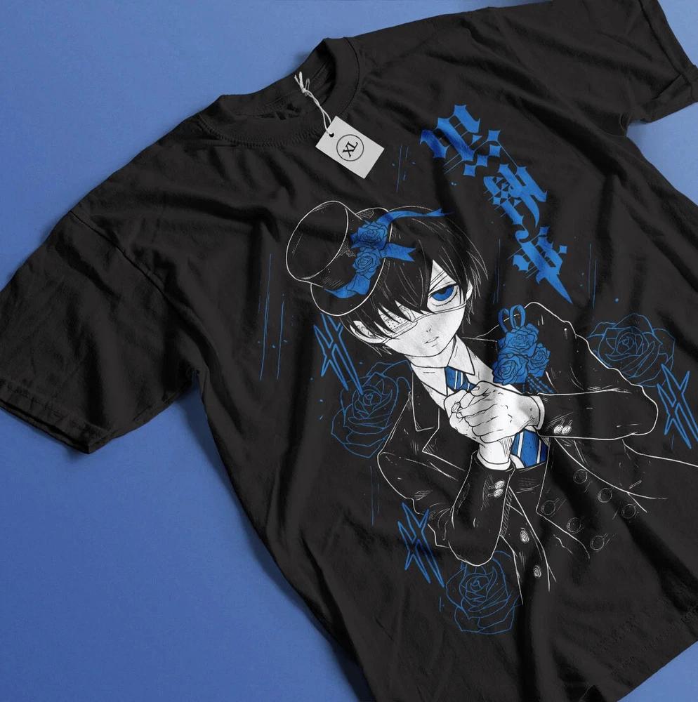Anime Black Butler Ciel Phantomhive Grafik Schwarz T-Shirt Alle Größen