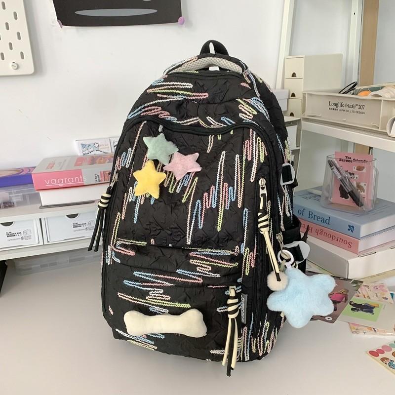 Sac à dos pour fille Sac d'école en matériau nylon pour élèves du collège