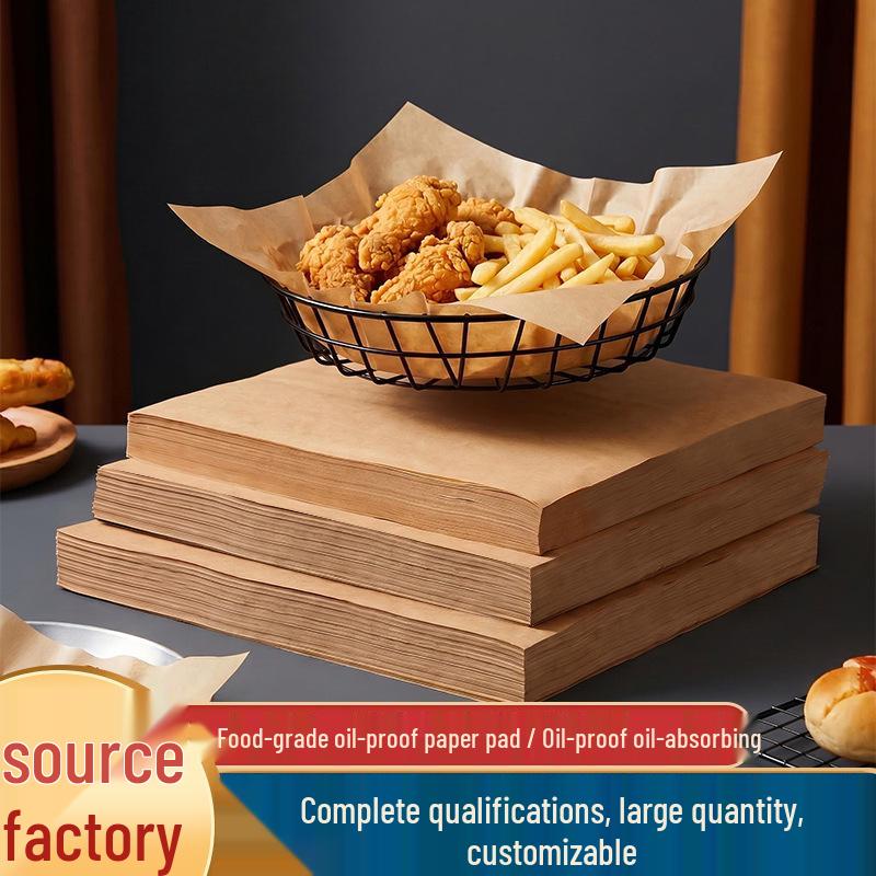 Oil-Proof Kraft Paper Food-Grade Frying & Snack Liner Square Packaging Paper