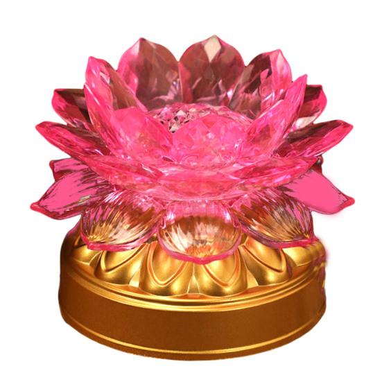 Colorful Lotus Lamp Creative Shape Vibrant Color Battery-Operated Flicker Free Realistic Looking Compact Size LED Buddha Lotus Lamp Desktop Decoration