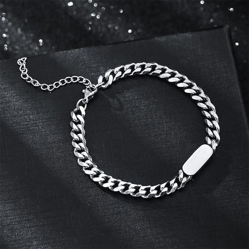 Stainless Steel Cuban Chain Bracelet Fashion Simple Hypoallergenic Jewelry for Men Women Couple Anniversary Gift