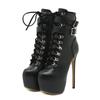 Woman Shoes Sexy Buckle Strap 16CM Extreme High Heels Platform Boots for Women Round Toe Cross Lace Up Party Club Stripper Shoes