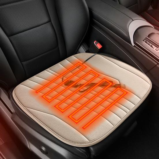 כרית מושב מחוממת 12V לרכב 17.72"x17.72" כרית מגן מושב קצף זיכרון עבה תחתית מונעת החלקה כרית מושב לרכב לשימוש ברכב, במשרד ובבית