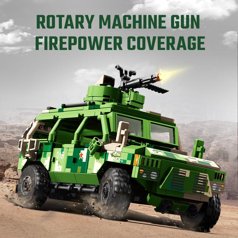 Military Series Patrol Vehicle Assemblage Building Blocks MOC Car Construction Set for Boys Educational Toys Holiday Gifts
