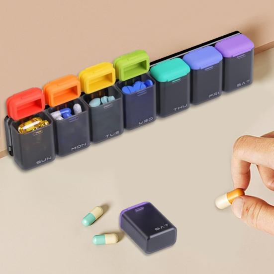 Weekly Pill Organizer with Magnet 7-Day 1 Time Daily Reminder Medicine Dispenser Portable