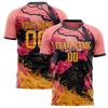 Customized Team Name Number Name Football T-shirt Personalized DIY Crew Neck Pink Sports T Shirt Loose Quick Dry Team Uniforms
