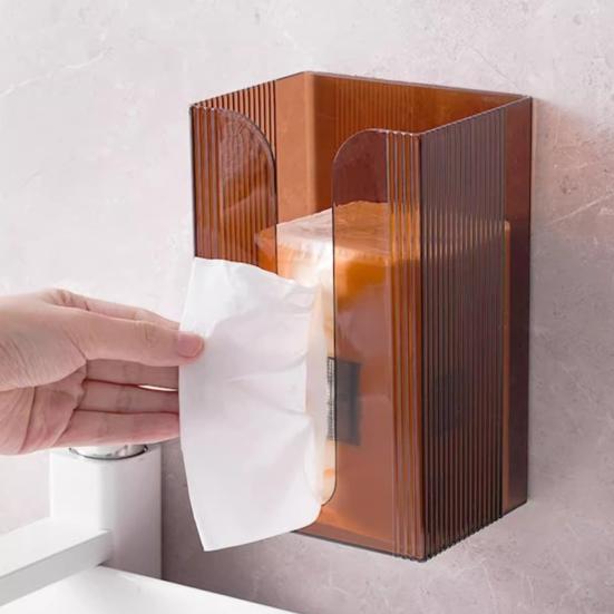 Wall Mounted Tissue Box Holder Large Capacity Transparent Design Simple Installation Bathroom
