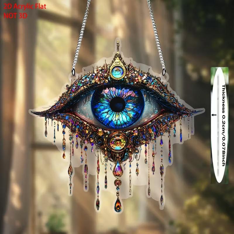2D flat design, single piece Evil Eye wall decoration - acrylic Bohemian style suitable for window, porch home decoration