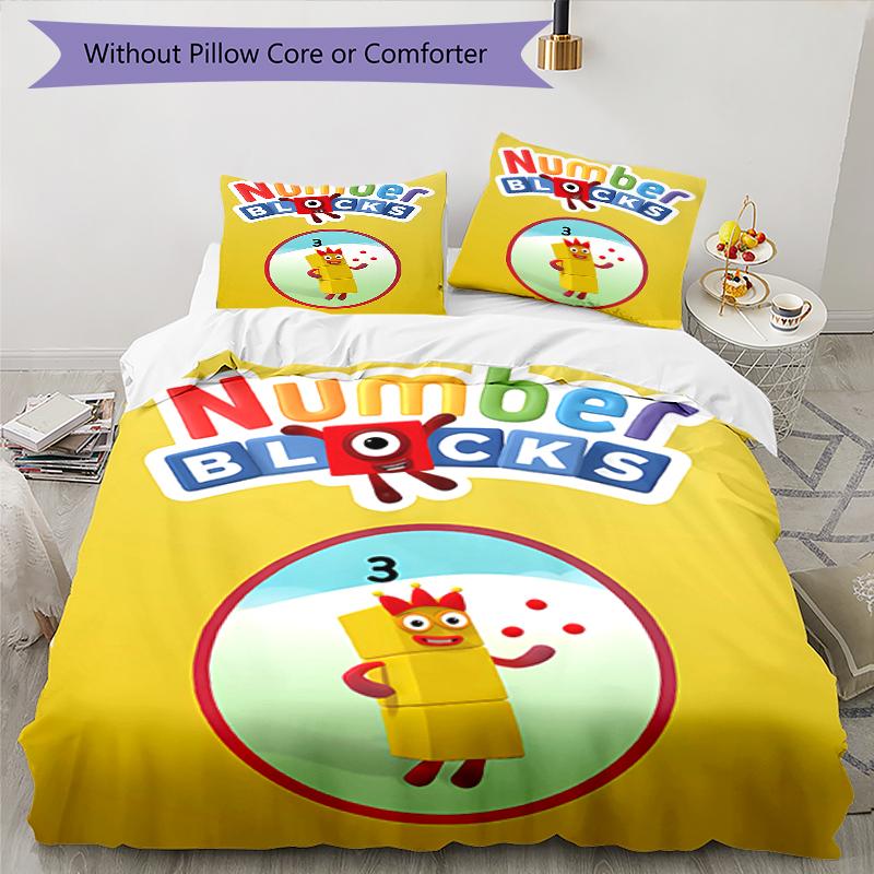 Set di biancheria da letto con motivo Numberblocks1 da 3 pezzi, set copripiumino include copripiumino e federe, decorazione perfetta per la camera da letto per tutte le stagioni e regalo