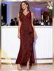 Neues sexy V-Ausschnitt-Kleid, Pailletten-Schlitz-Abendkleid, Dinnerparty