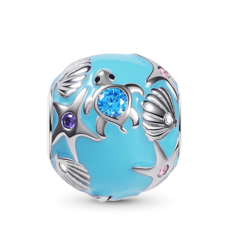 New 925 Silver Charm Fit Bracelet Accessories Women Jewelry Blue Ocean Series Mermaid Sea Shell Octopus