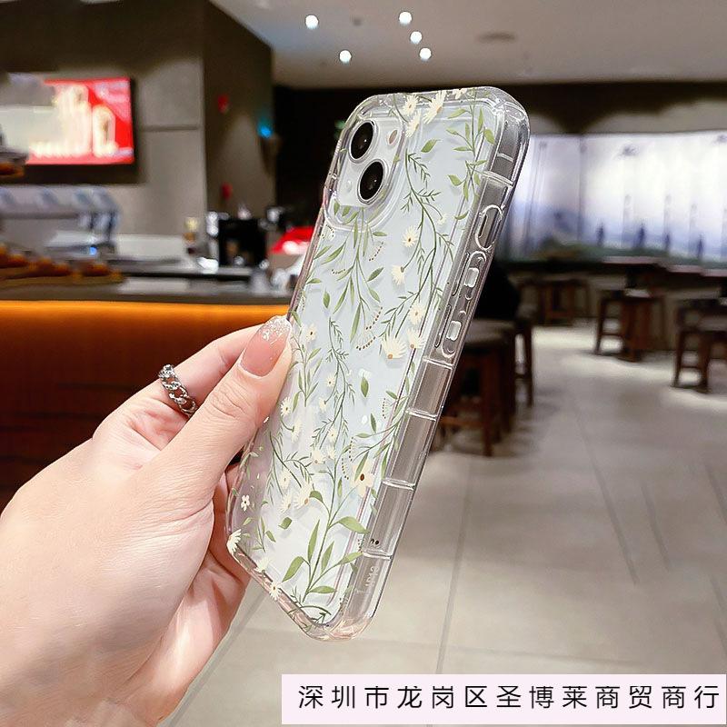 Vine Flower transparent phone case compatible with iPhone 1415 shockproof iPhone 13 Pro Max protective case for women 12 and 11