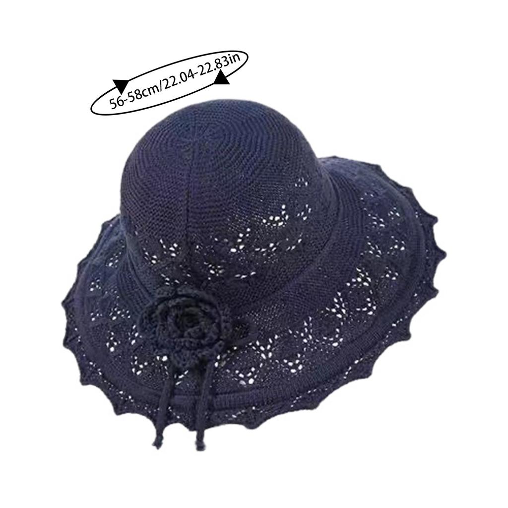 Cappello da Sole Moda Estiva da Donna con Ampia Tesa e Design all'Uncinetto per Piscina, Parco, Vacanze, Campeggio