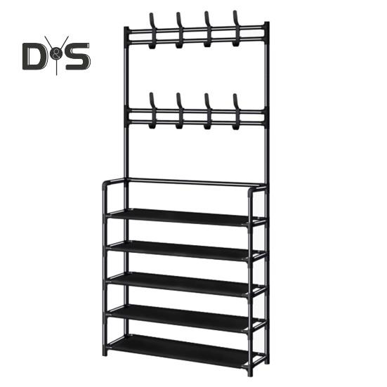 With Coat Shelf Storage Rack 45 Layers Shoe Rack Bedroom Entryway Freestanding Garment Clothes Organizer Rack With Hat Hanger