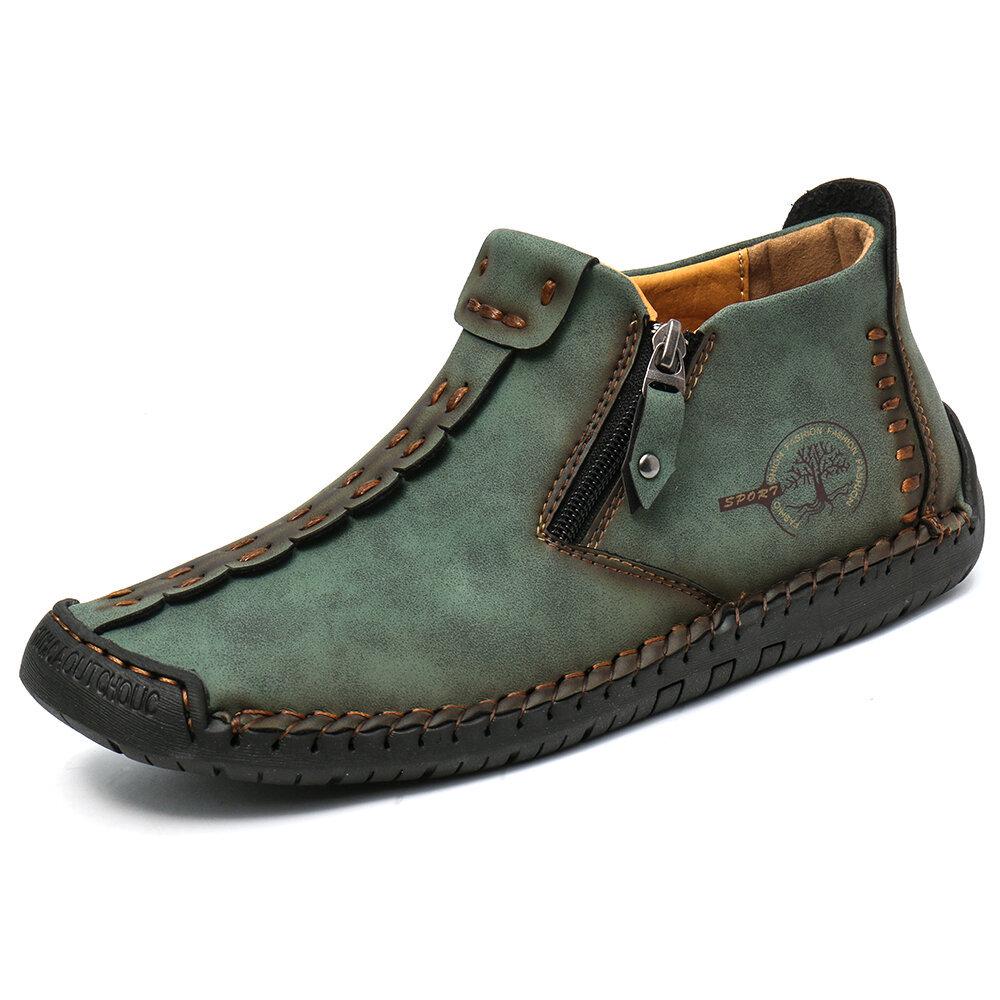 Beliebte Herren Martin Stiefel Frühling und Herbst neu große Größe Reißverschluss Herrenstiefel Outdoor Casual handgenähte Werkzeugstiefel