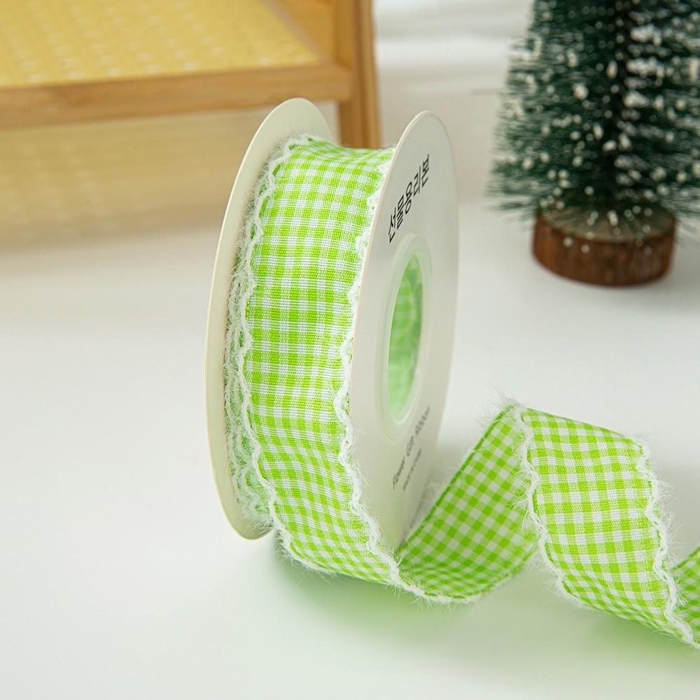 1cm Width Gingham Plaid Ribbon Frayed Edge Fabric Binding Tape Frayed Edge Ribbon  DIY Bow Craft
