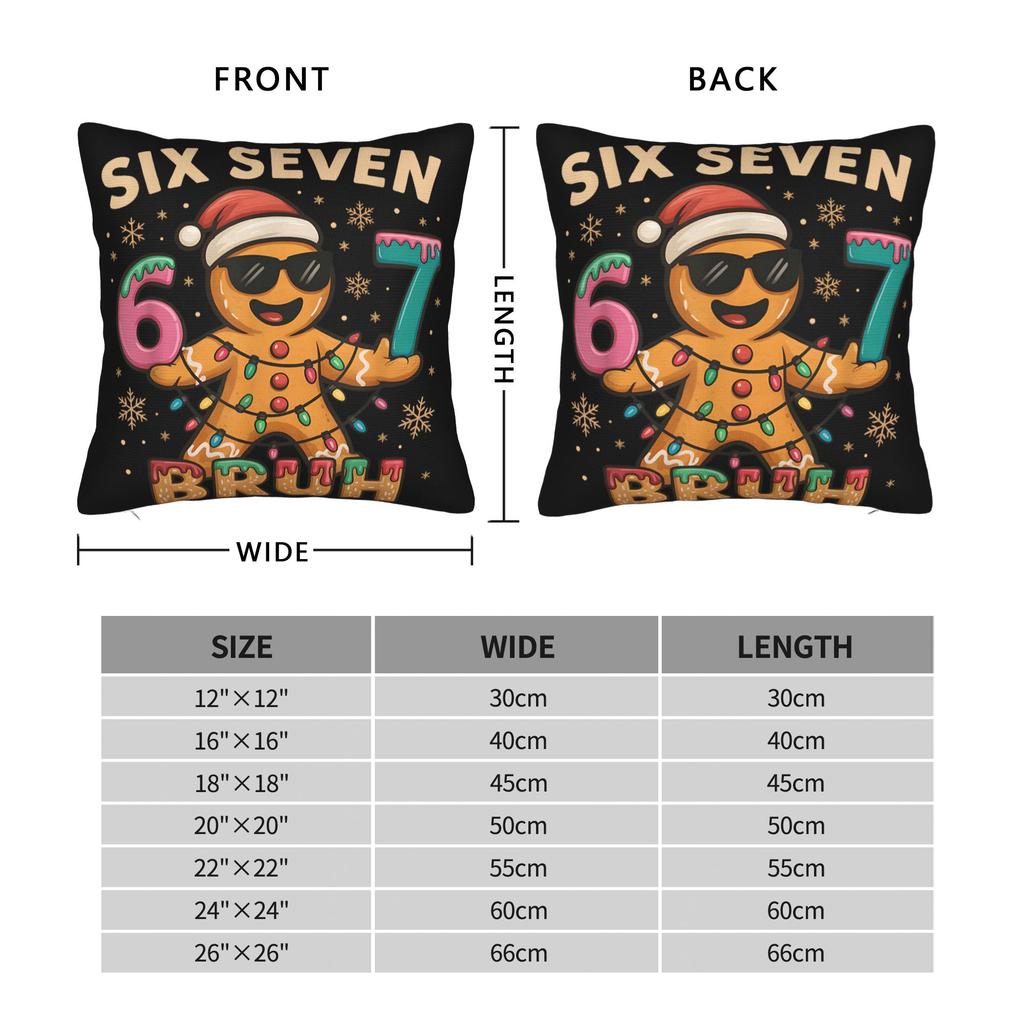 Bruh 67 Christmas Six Seven Pillow Cover Retro Trendy Pillow Case For Office Car Home Decor Print Pillowcases Birthday Gift