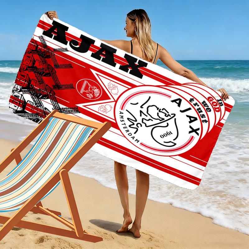 מגבת חוף מודפסת AFC Ajax, מגבת גדולה רכה המתייבשת במהירות לקמפינג חוף שחייה