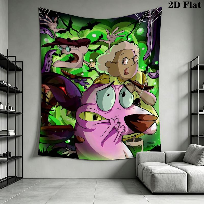 Courage the Cowardly Dog Wall Tapestry Aesthetic Wall Hanging Printed Fabric Blanket Decorative Tapestries for Bedroom Living Room Home Decor