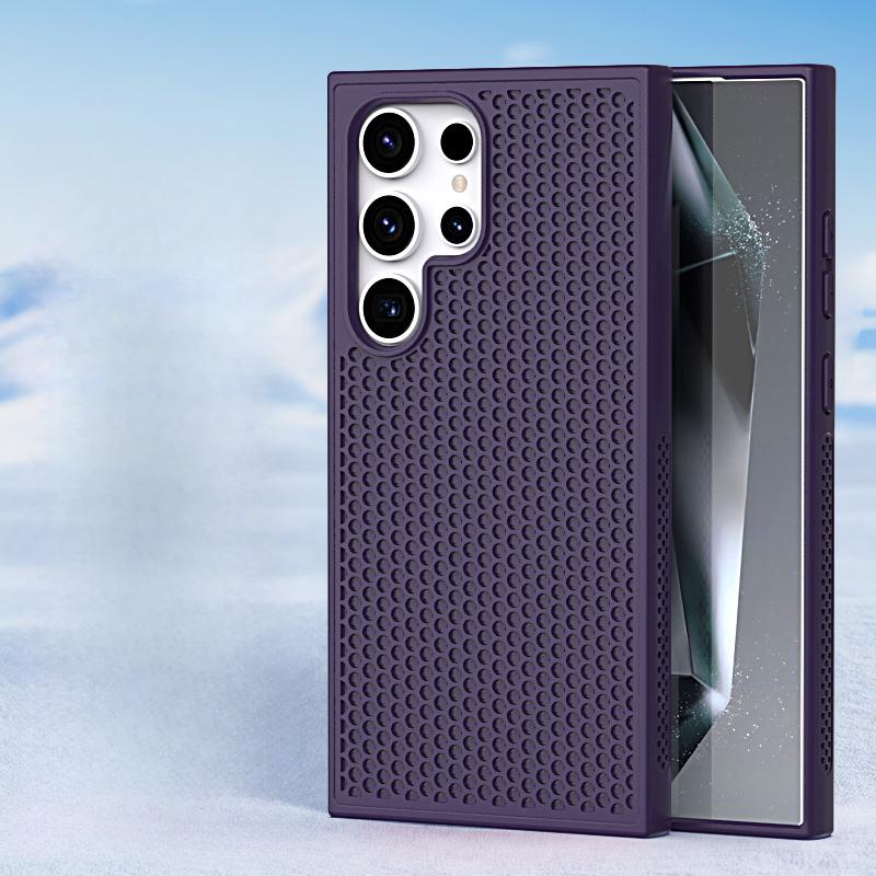 Suitable for Samsung S25Ultra Heat Dissipation Mesh Breathable Phone Case Honeycomb Hole Skin Feel S23FE Anti-drop Protective Case S24