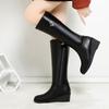 Rhinestone Elegant Heeled Round Toe Ladies Knee High Shaft Shoes Autumn Winter Warm Black Comfortable New In Women's Long Boots