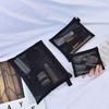 Black Mesh Cosmetic Bag Zipper Make Up Bags Pouch Women Travel Bath Toiletry Kit Storage Lipstick Neceser Makeup Bag Case Girls