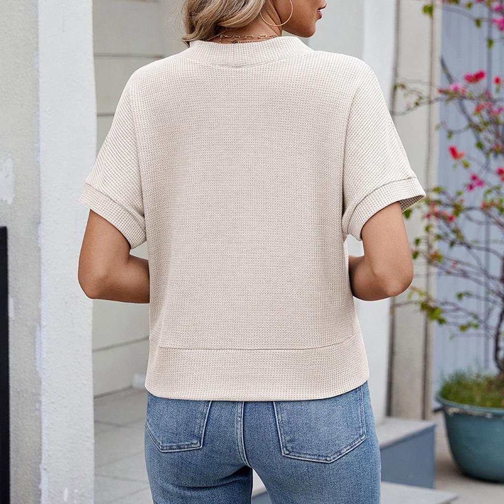Women's Fashionable And Versatile Casual V-Neck Knit Button Short Sleeve Cardigan Top
