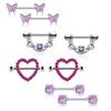 1 Pair Nipple Barbell 14g Crystal Nipple Piercing Butterfly Nipple Jewelry Heart Nipple Ring Bar Stainless Steel Body Piercing for Women