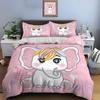 Adorable Elephant With Pink Background Bedding Set For Kids Luxury Gift 3Pcs Digital Print Comforter Set Soft Comfortable