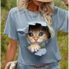 Summer Women's T Shirt Tee 3d Print Kawaii Cat Graphics Casual Short Sleeve Tops Fashion Round Neck T Shirts for Women Beautiful