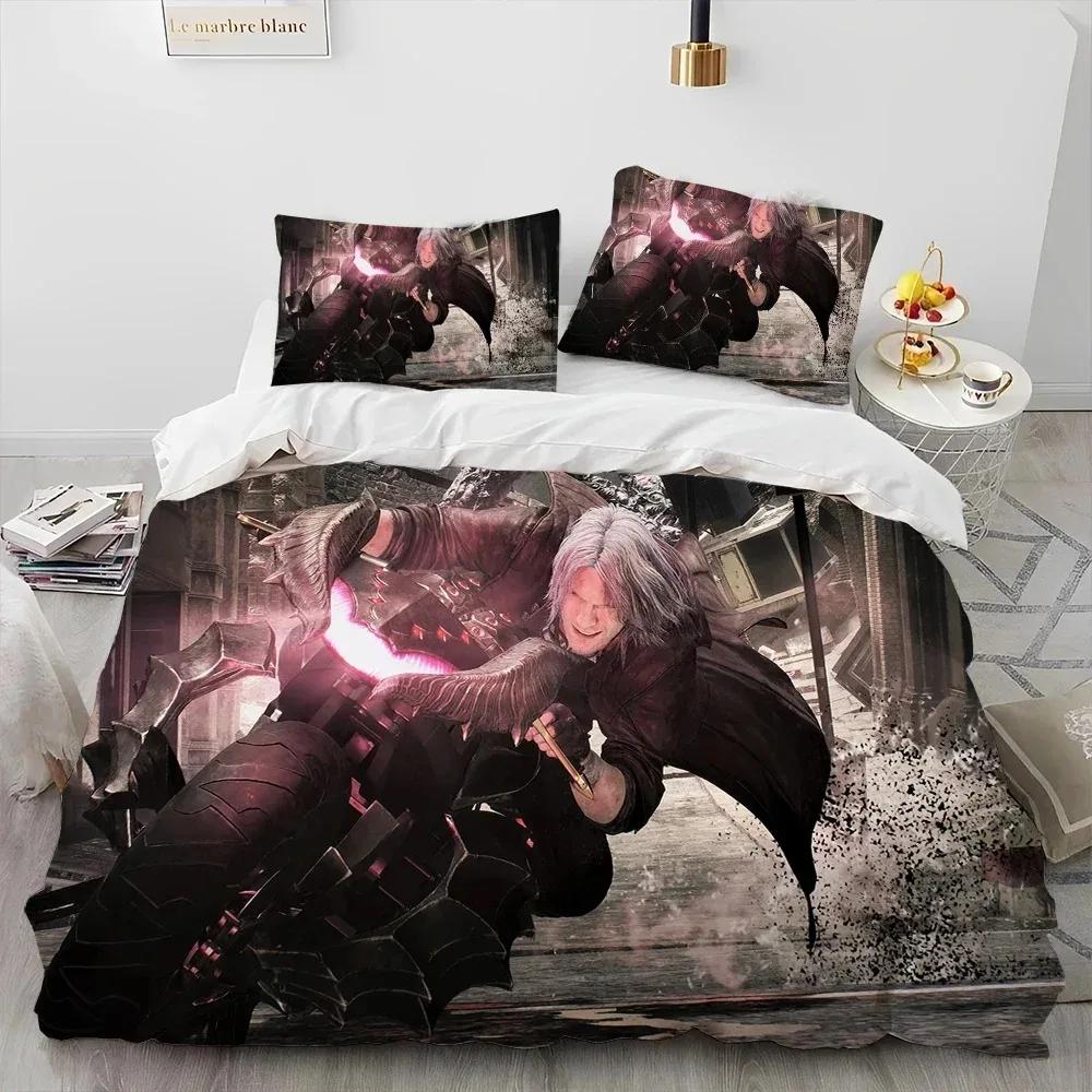 D-Devil May Cry DMC Game Gamer Comforter Bedding Set,Duvet Cover Bed Set Quilt Cover Pillowcase,king Queen Size Bedding Set Kid