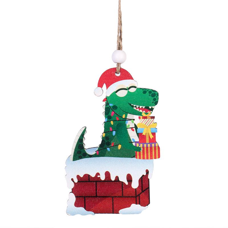 Christmas Decorations: Christmas Dinosaur Wooden Pendant, Christmas Tree Accessories
