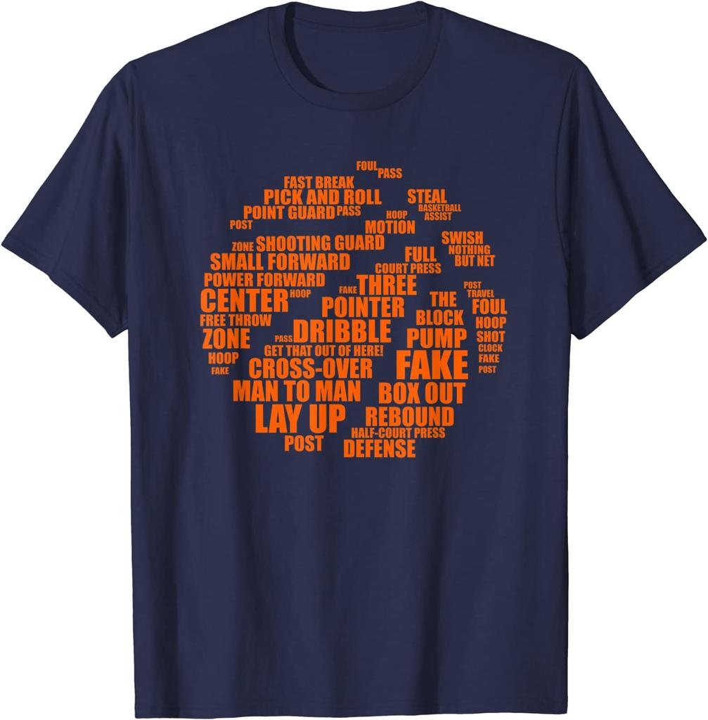 Basketball Terms Motivational Word Cloud TShirt BasketballPlayer Graphic Tee Tops Funny Short Sleeve Letters Printed Outfits