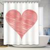 Handgetekend Rood Hart Douchegordijn - Waterdicht, Schimmelbestendig, Machine Wasbaar Voor Romantische Badkamer Decoraties