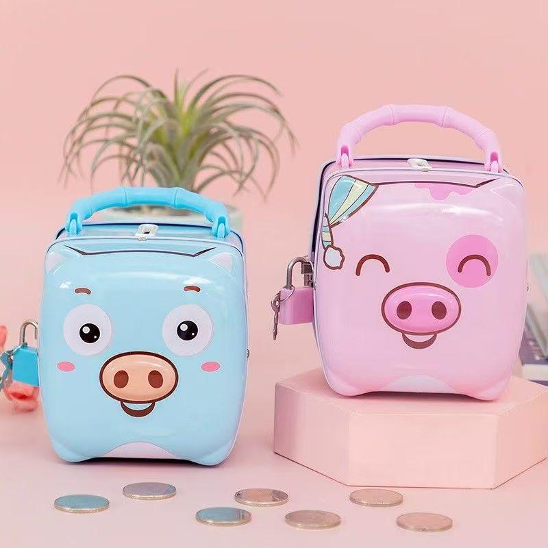 Creative Pig Iron Metal Piggy Bank with Lock – Student Coin Jar, Children's Gift, Kindergarten Prize
