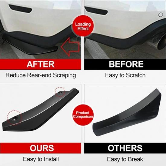 Black For Toyota Rear Bumper Lip Diffuser Splitter Canard Protector Accessories